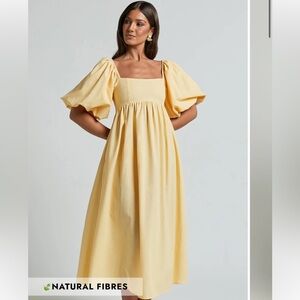 Showpo Yellow Puff Sleeve Dress